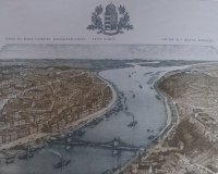 Gaál Domokos: Pest és Buda látképe madártávlatból 1860